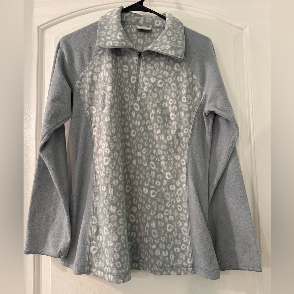 Columbia Light Gray Patterned Fleece 3/4 Zip Top